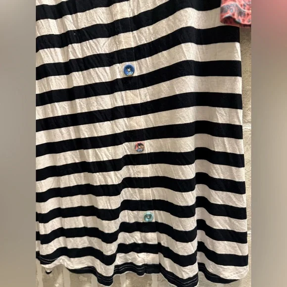 Matilda Jane Black and White Striped Dress with Pink Sleeves - Picture 5 of 5